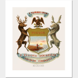 1876 Michigan Coat of Arms Posters and Art